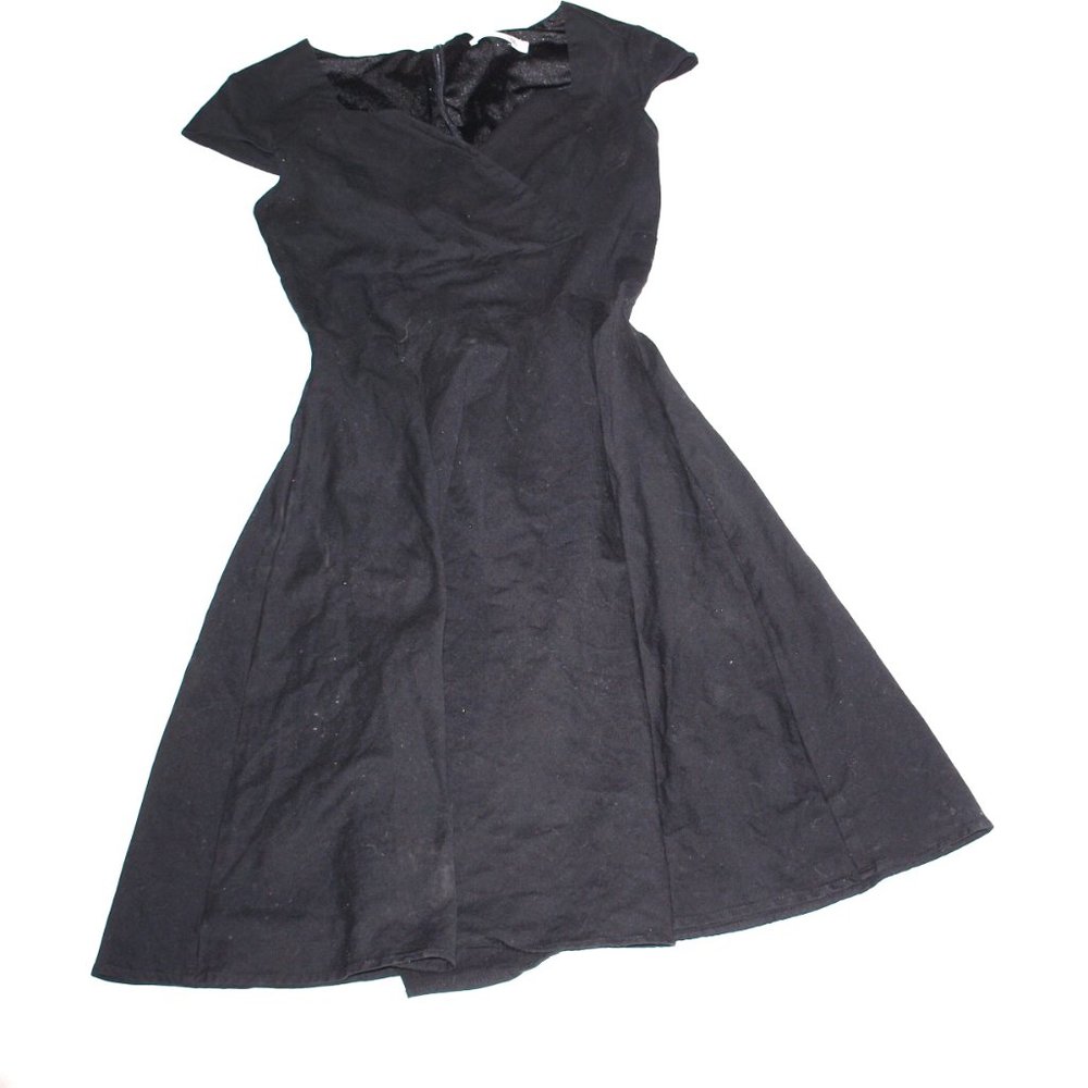 Hanpceirs 1950's Women Black Cap Sleeve Vintage Cocktail  Dress Size Med…